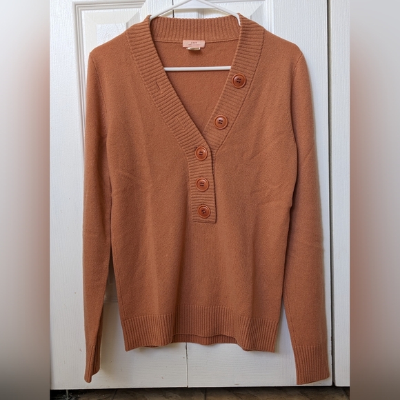 J. Crew Sweaters - J.Crew Sienna Brown V-neck Button Henley Cashmere Sweater